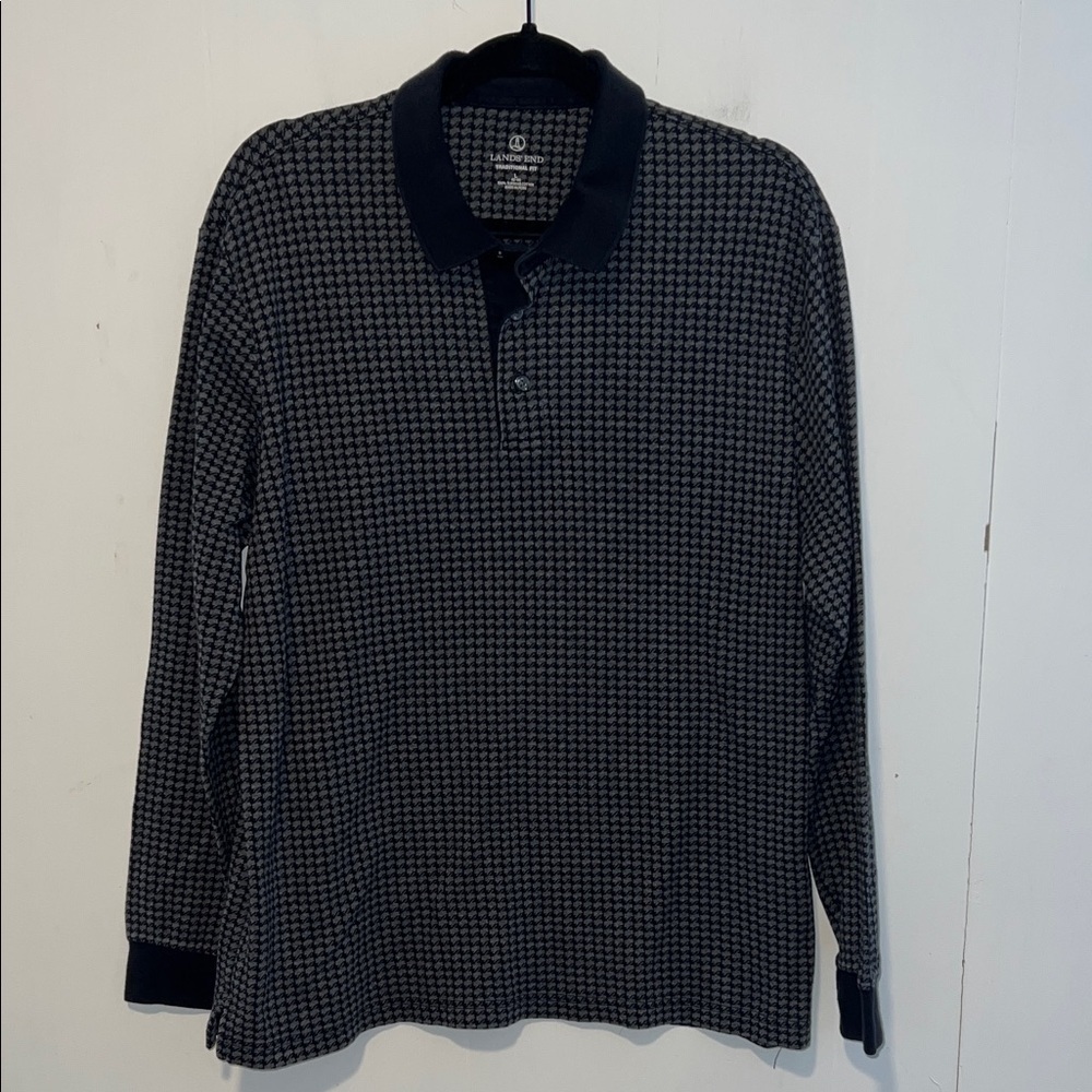 Lands' End Men's Polo in Black and Gray